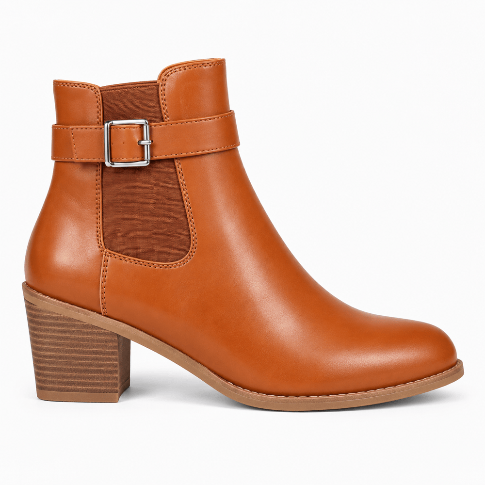Women's Brown Leather Heeled Ankle Boots