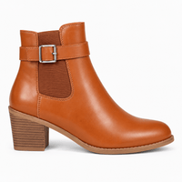 Women's Brown Leather Heeled Ankle Boots