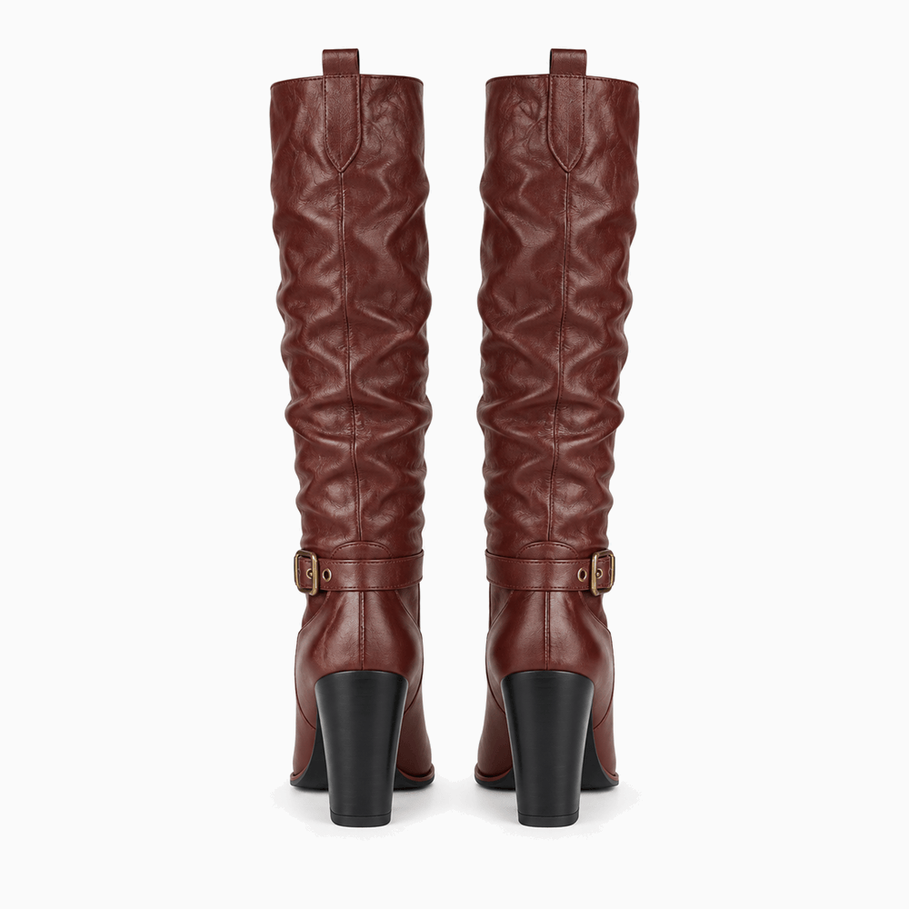 Women's Brown Leather Heeled Boots
