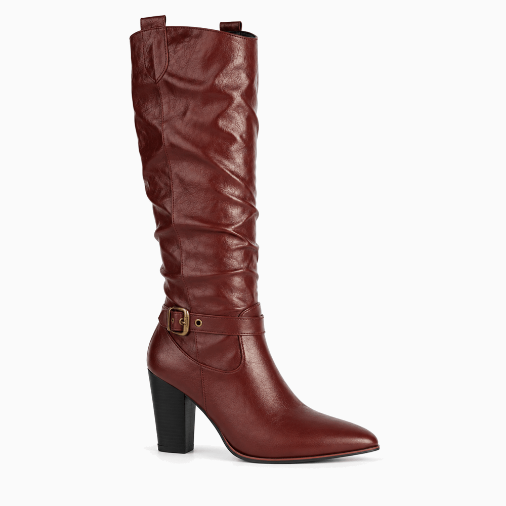 Women's Brown Leather Heeled Boots