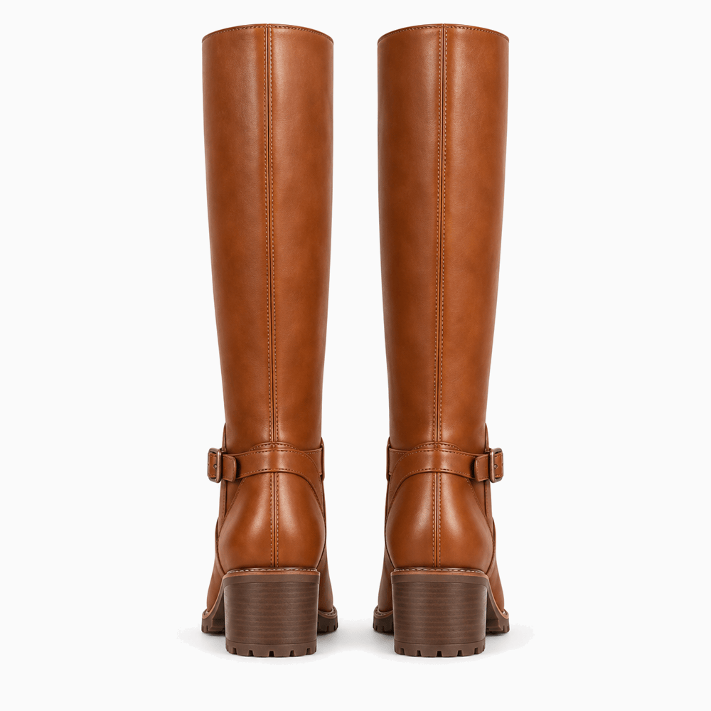 Women's Brown Leather Heeled Boots