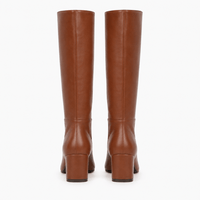 Women's Brown Leather Heeled Boots