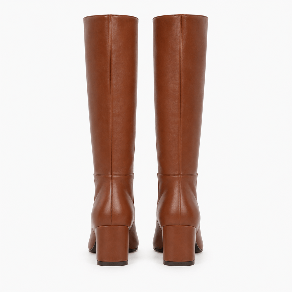 Women's Brown Leather Heeled Boots