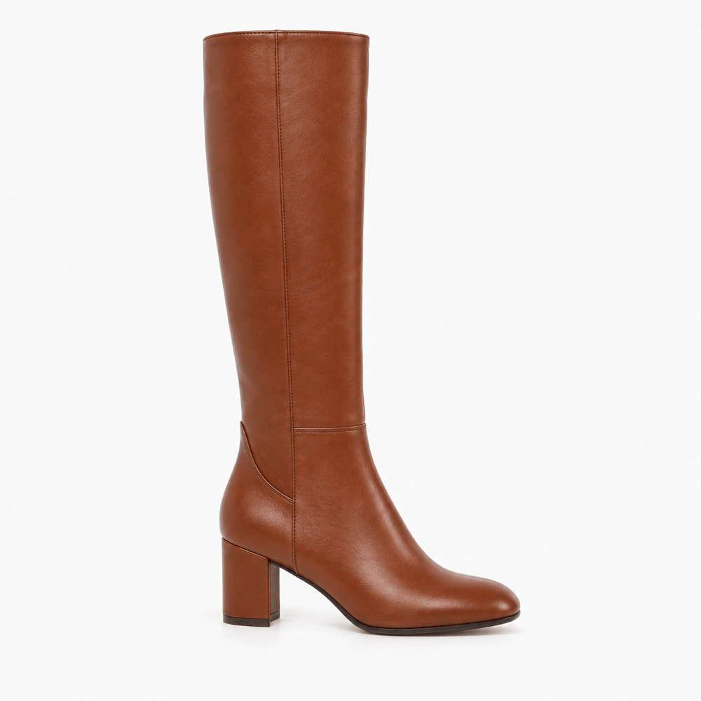 Women's Brown Leather Heeled Boots