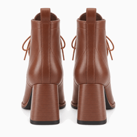 Women's Brown Leather Lace-Up Ankle Boots