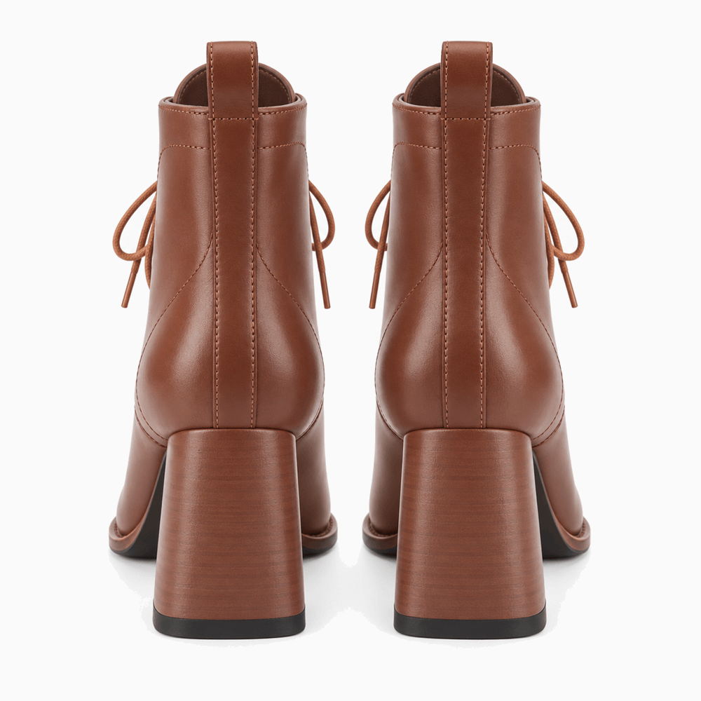 Women's Brown Leather Lace-Up Ankle Boots