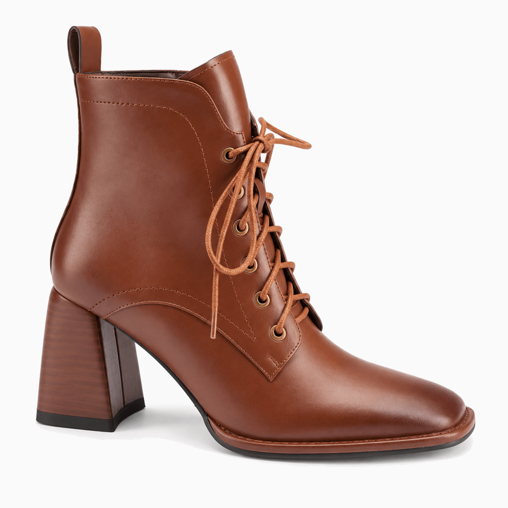 Women's Brown Leather Lace-Up Ankle Boots