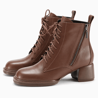 Women's Brown Leather Lace-Up Boots