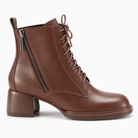 Women's Brown Leather Lace-Up Boots