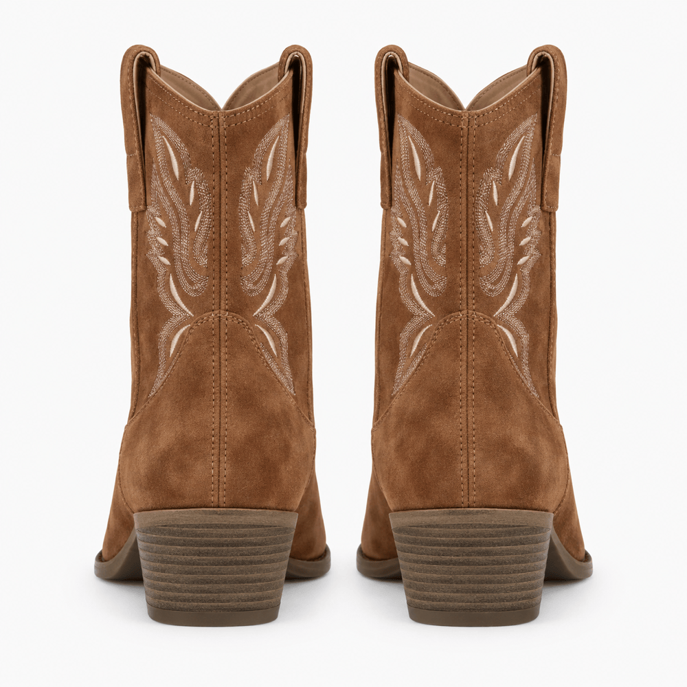 Women's Brown Leather Western Ankle Boots