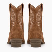 Women's Brown Leather Western Ankle Boots