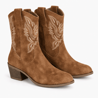 Women's Brown Leather Western Ankle Boots