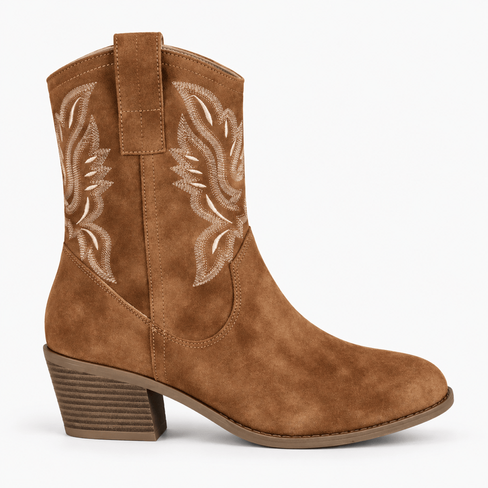 Women's Brown Leather Western Ankle Boots