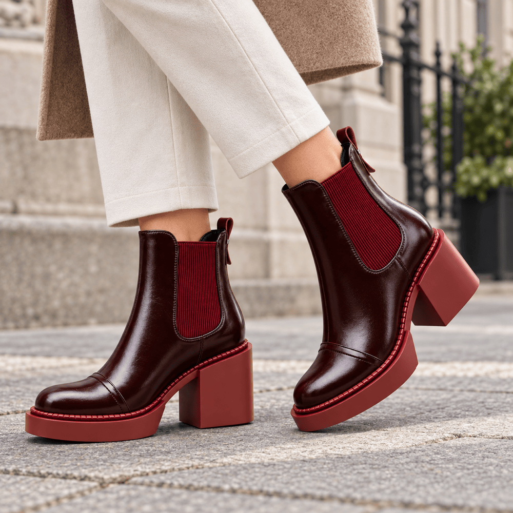 Women's Burgundy Leather Boots