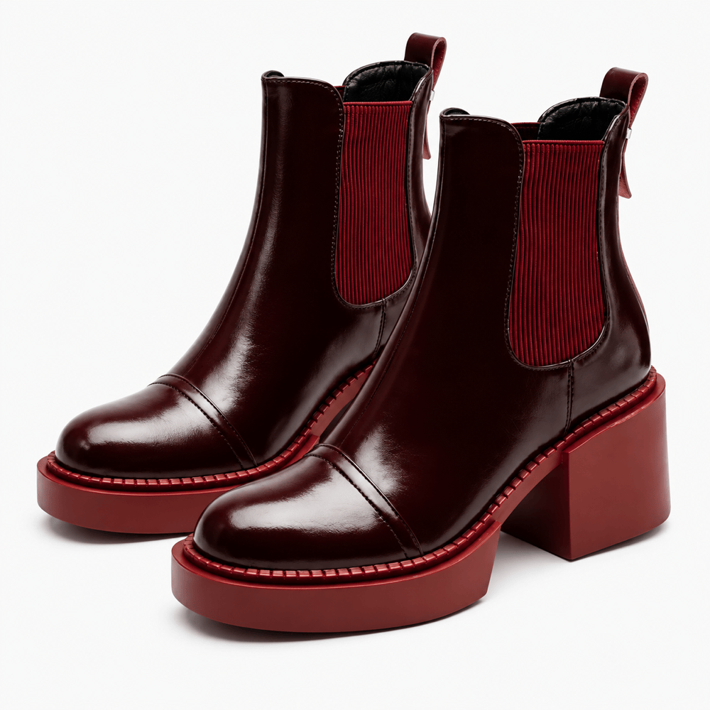 Women's Burgundy Leather Boots
