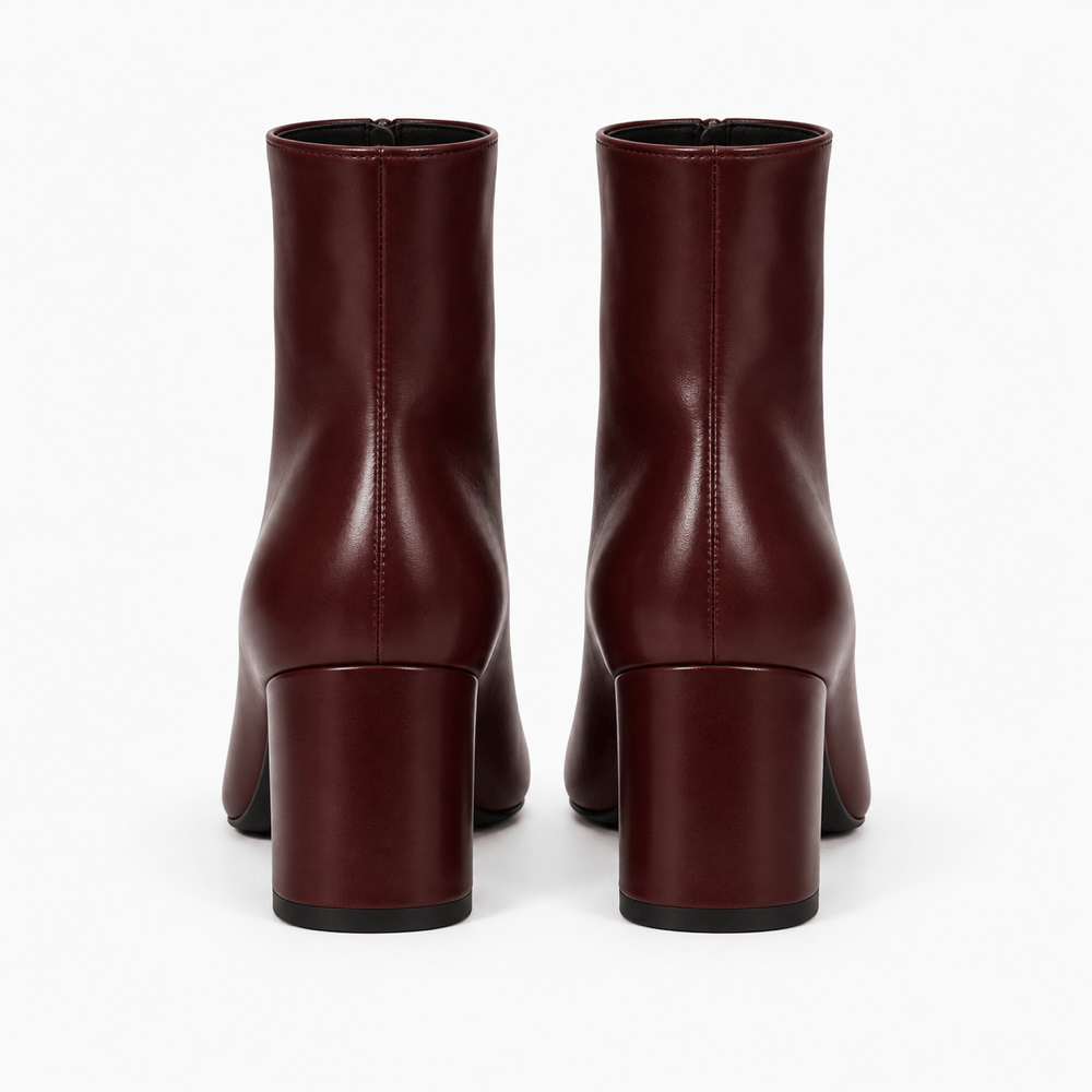 Women's Burgundy Leather Heeled Ankle Boots