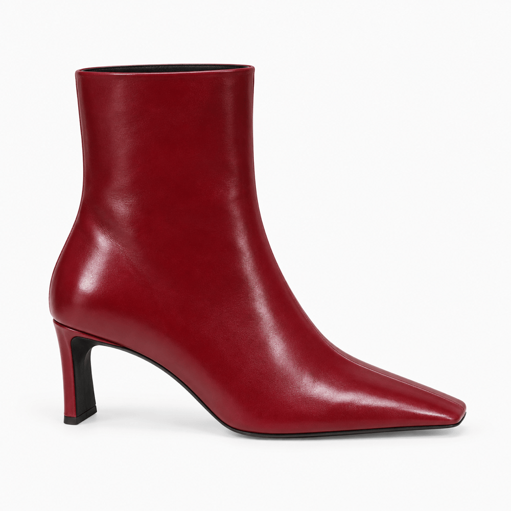 Women's Burgundy Leather Heeled Boots