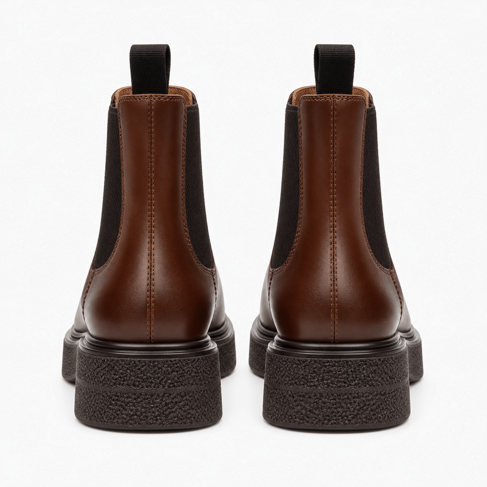 Women's Camel Flat Leather Boots
