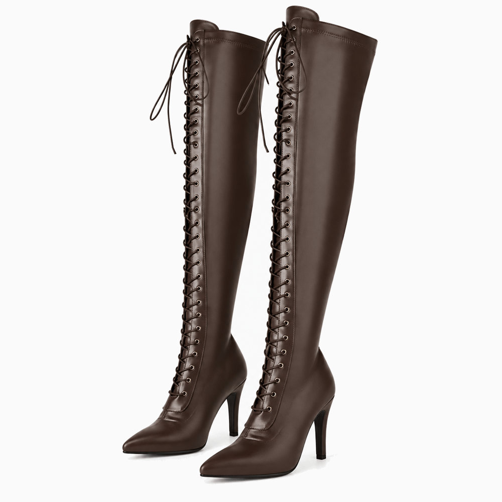 Women's Camel Leather Lace-Up Ankle Boots
