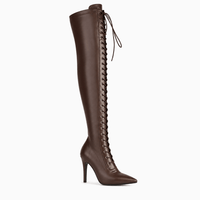 Women's Camel Leather Lace-Up Ankle Boots