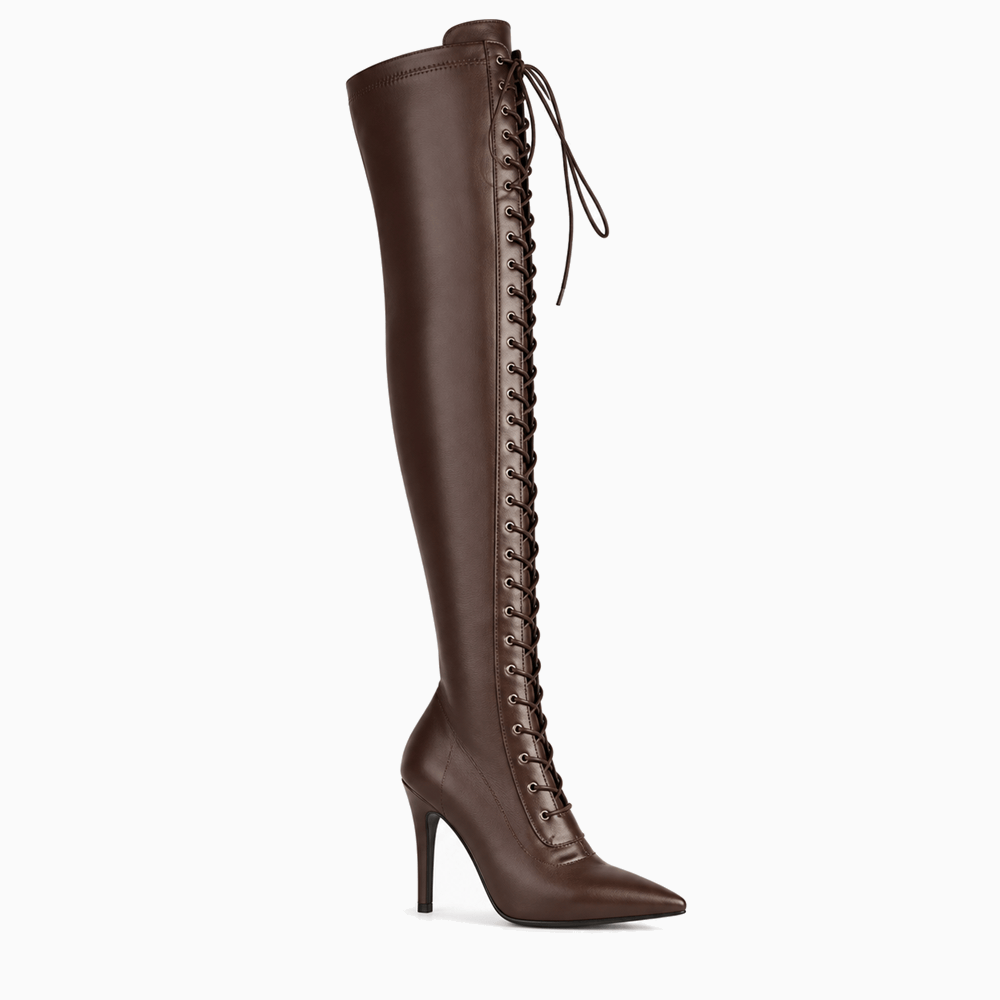 Women's Camel Leather Lace-Up Ankle Boots