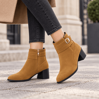 Women's Camel Suede Ankle Boots