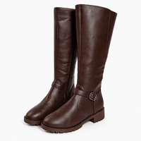 Women's Chocolate Brown Leather Boots