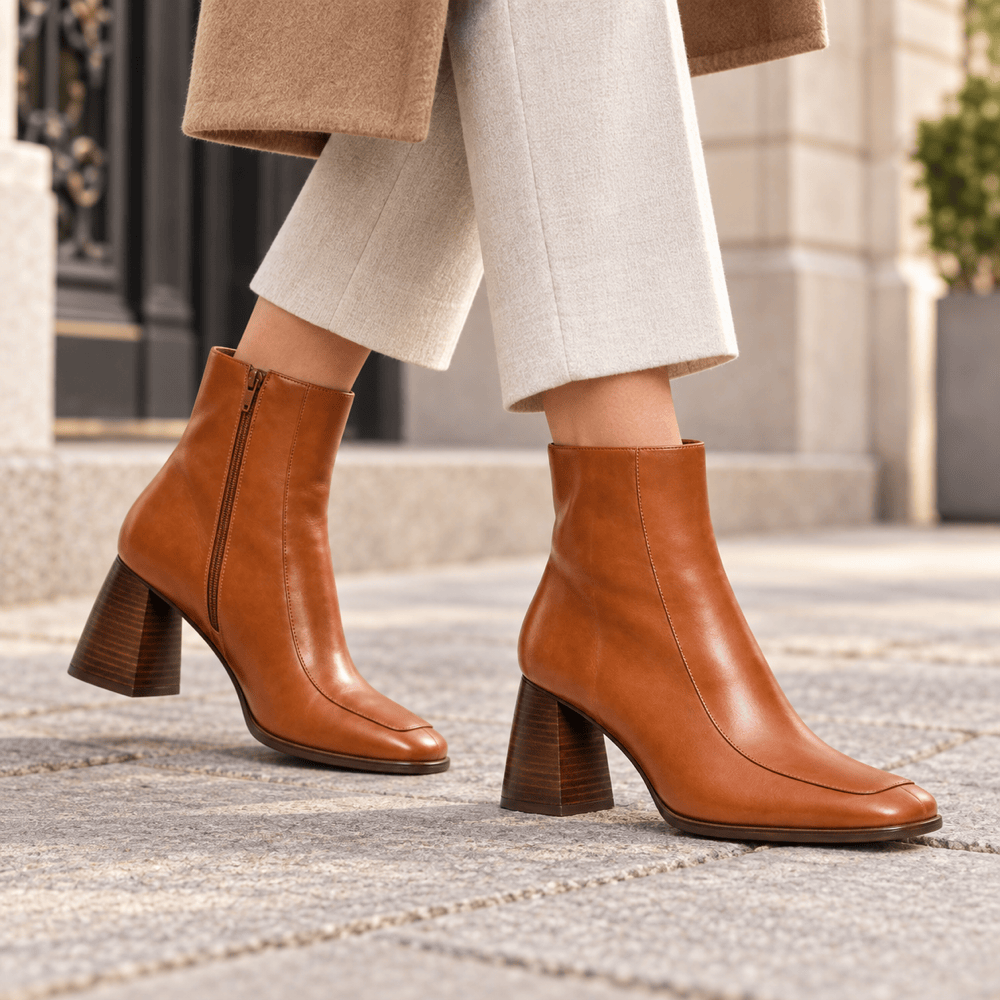 Women's Cognac Leather Boots