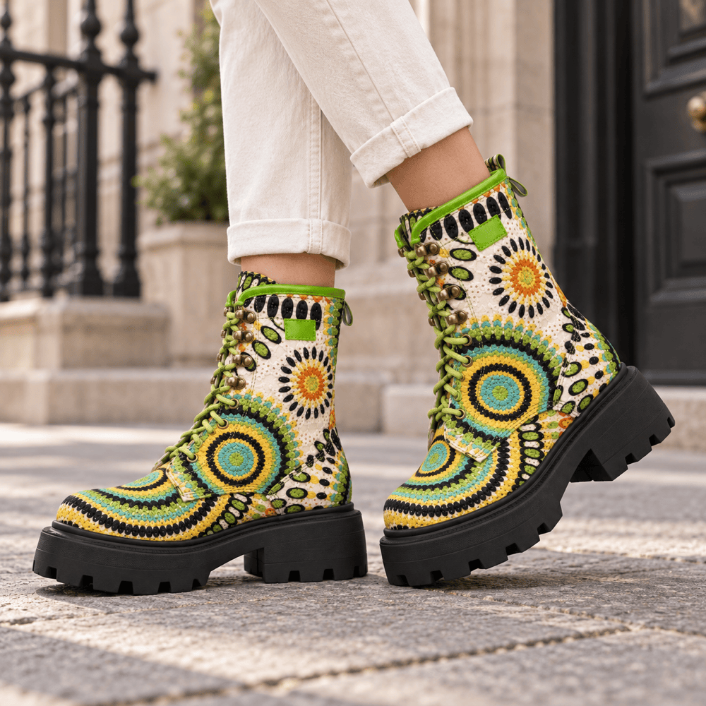 Women's Colourful Leather Ankle Boots