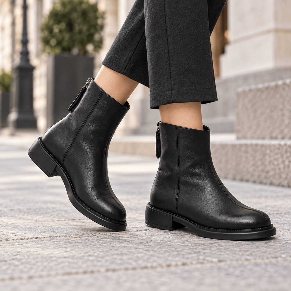 Women's Flat Leather Ankle Boots