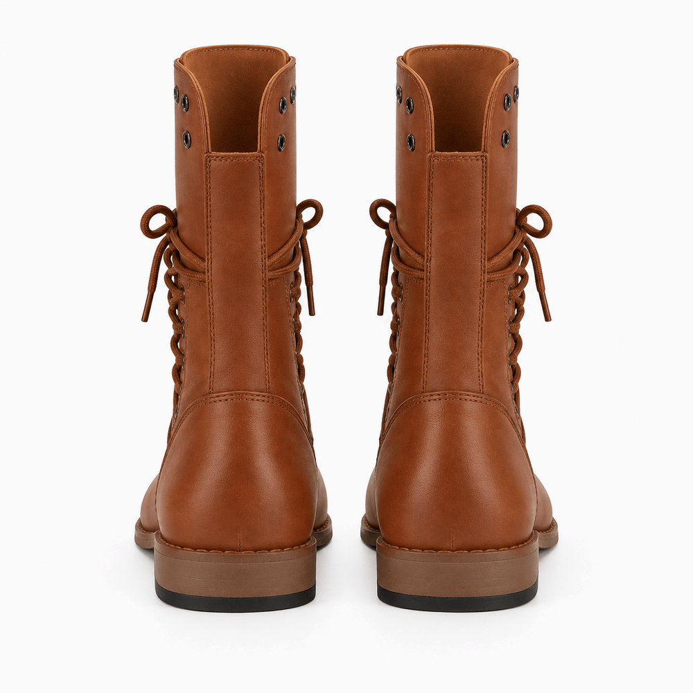 Women's Flat Leather Lace-Up Ankle Boots