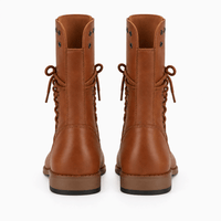 Women's Flat Leather Lace-Up Ankle Boots