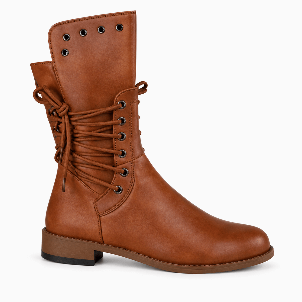 Women's Flat Leather Lace-Up Ankle Boots