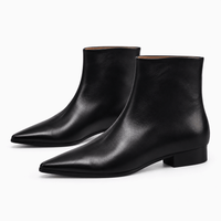 Women's Flat Pointed-Toe Leather Boots