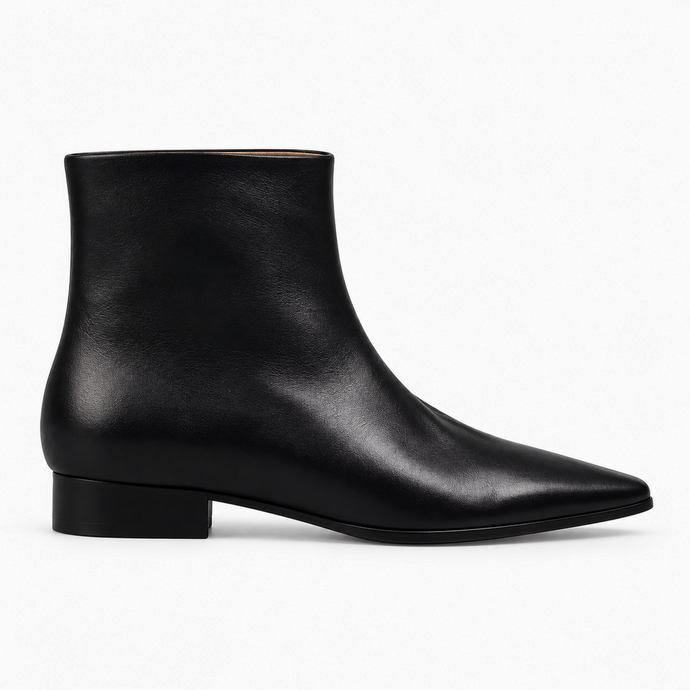 Women's Flat Pointed-Toe Leather Boots