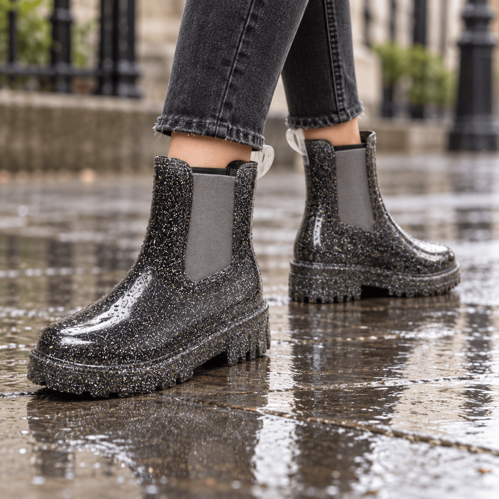 Women's Glitter Rubber Rain Boots