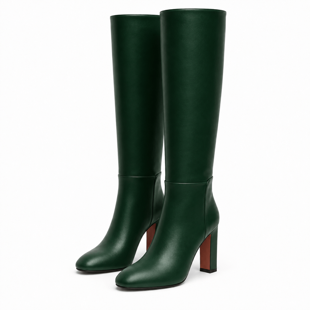 Women's Green Leather Boots