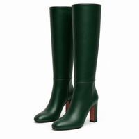 Women's Green Leather Boots