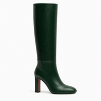 Women's Green Leather Boots