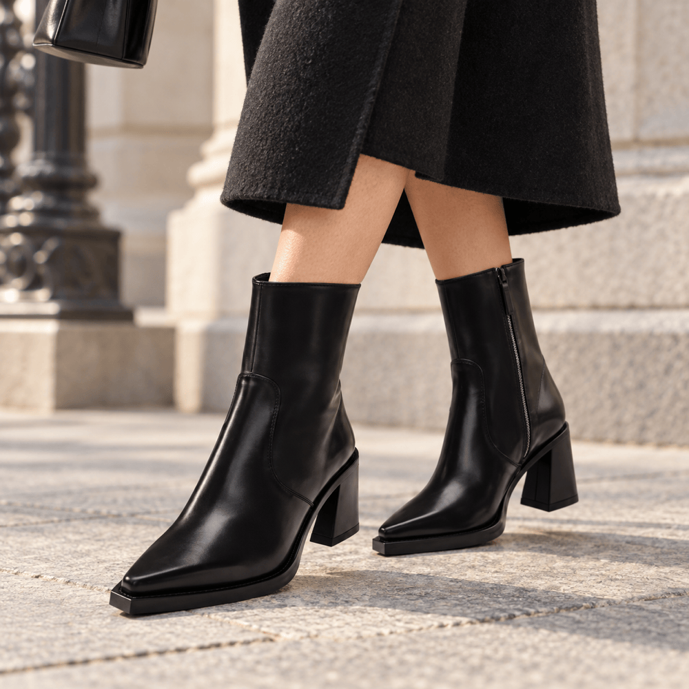 Women's Leather Heeled Ankle Boots