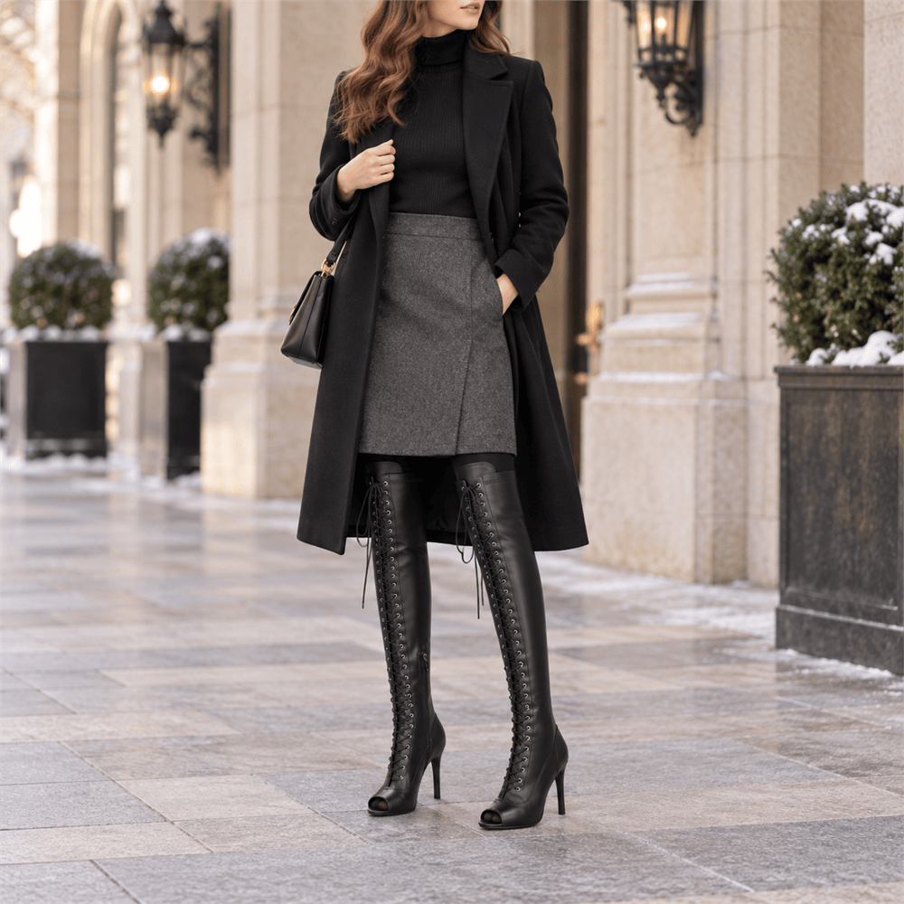 Women's Leather Heeled Lace-Up Ankle Boots