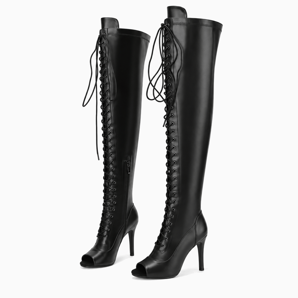 Women's Leather Heeled Lace-Up Ankle Boots