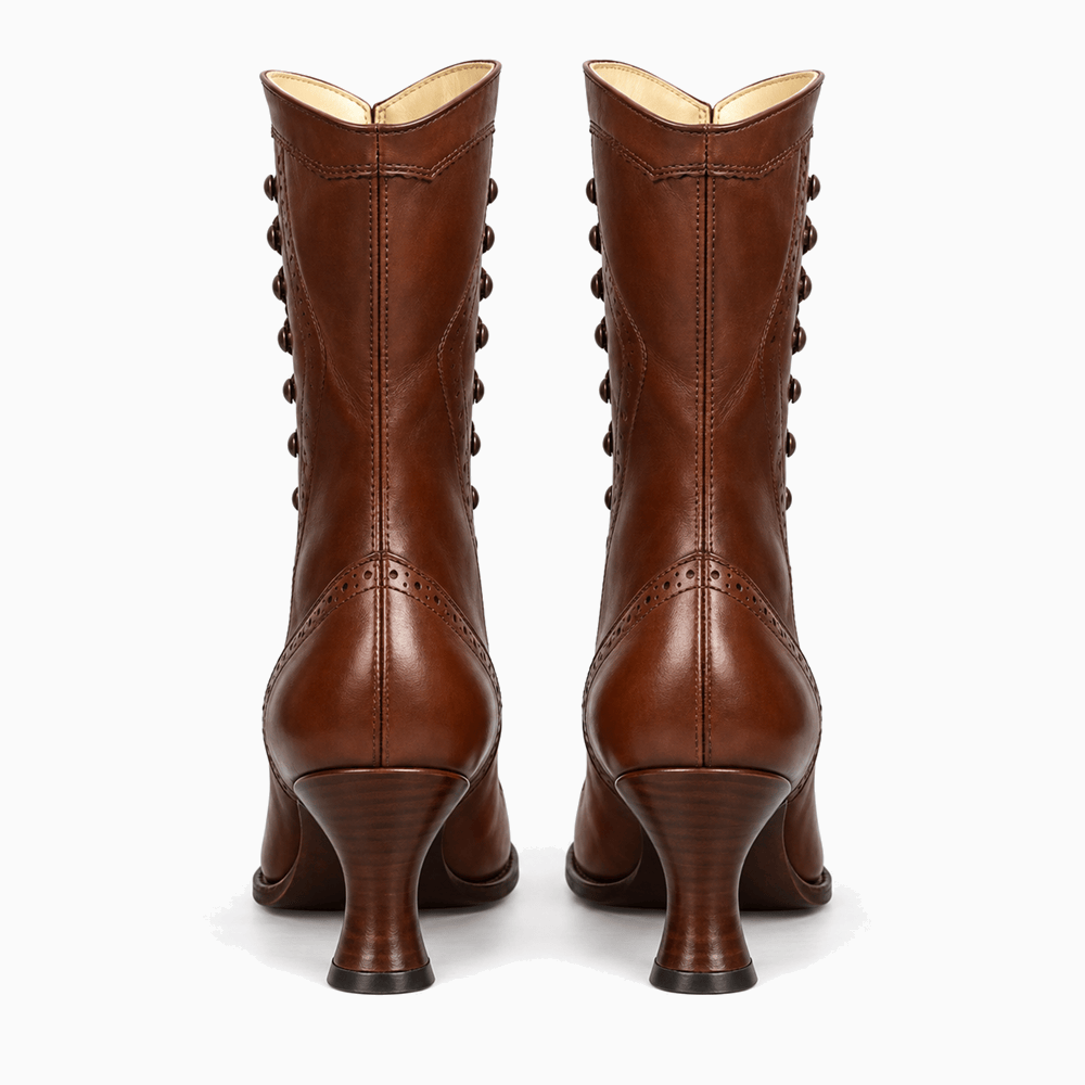 Women's Leather Heeled Lace-Up Boots