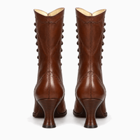 Women's Leather Heeled Lace-Up Boots