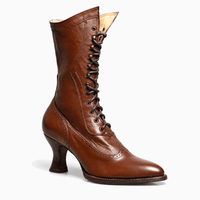 Women's Leather Heeled Lace-Up Boots