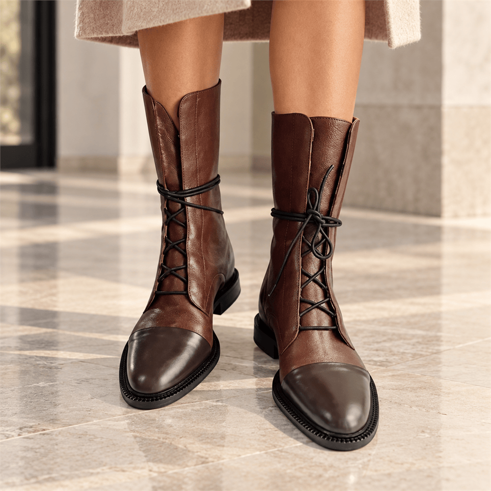 Women's Leather Lace-Up Boots