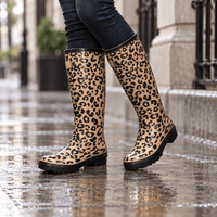 Women's Leopard-Print Rubber Rain Boots