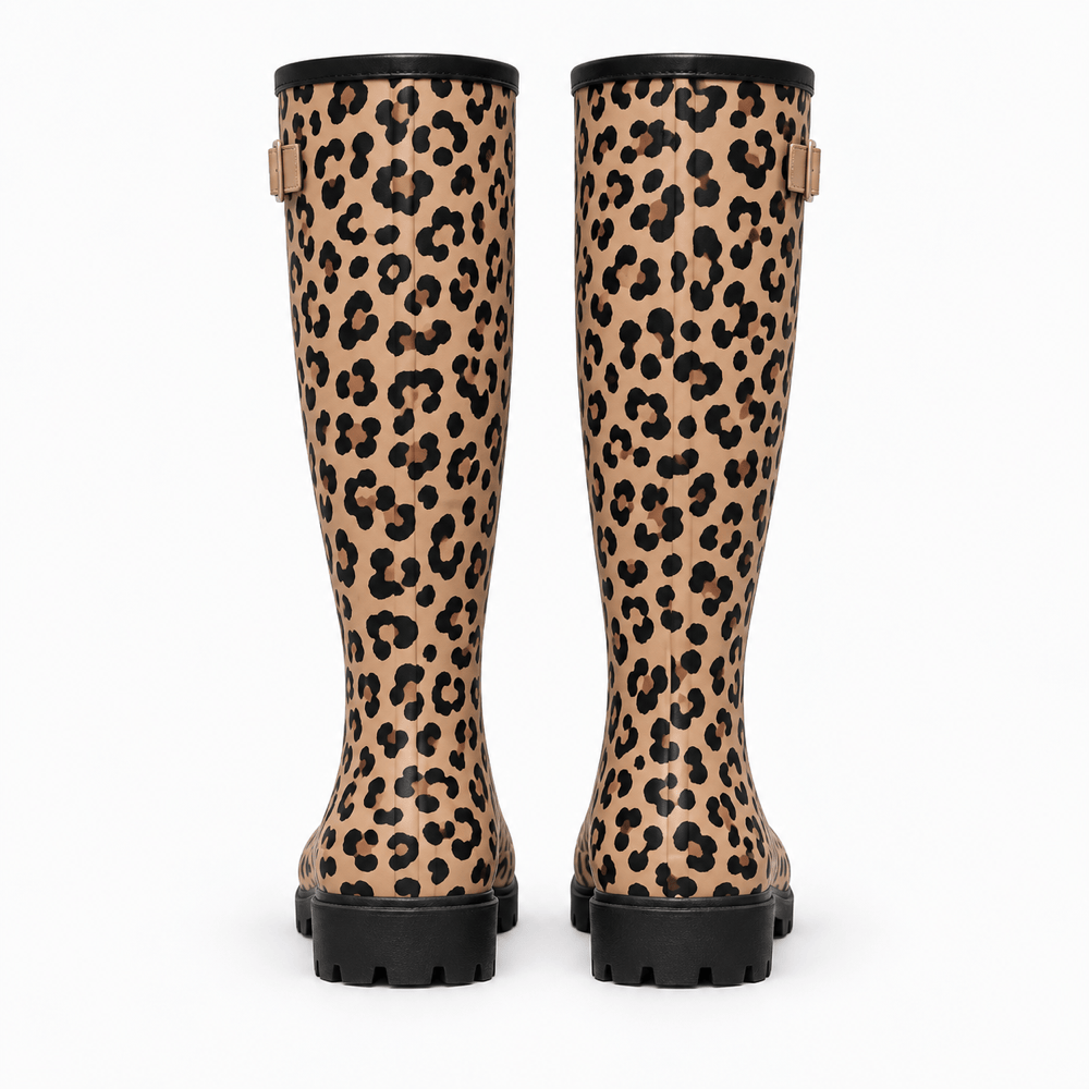 Women's Leopard-Print Rubber Rain Boots