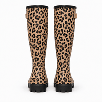 Women's Leopard-Print Rubber Rain Boots