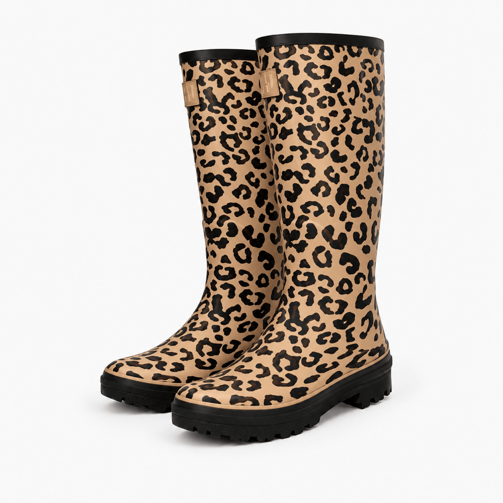 Women's Leopard-Print Rubber Rain Boots